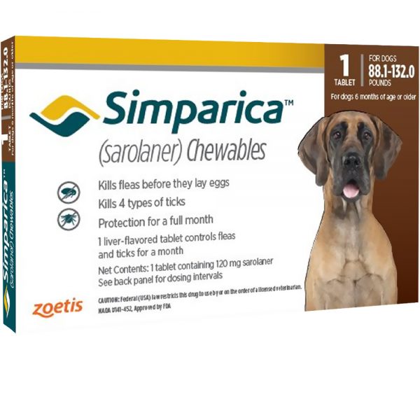 Simparica Flea & Tick Prevention: 88.1-132lbs